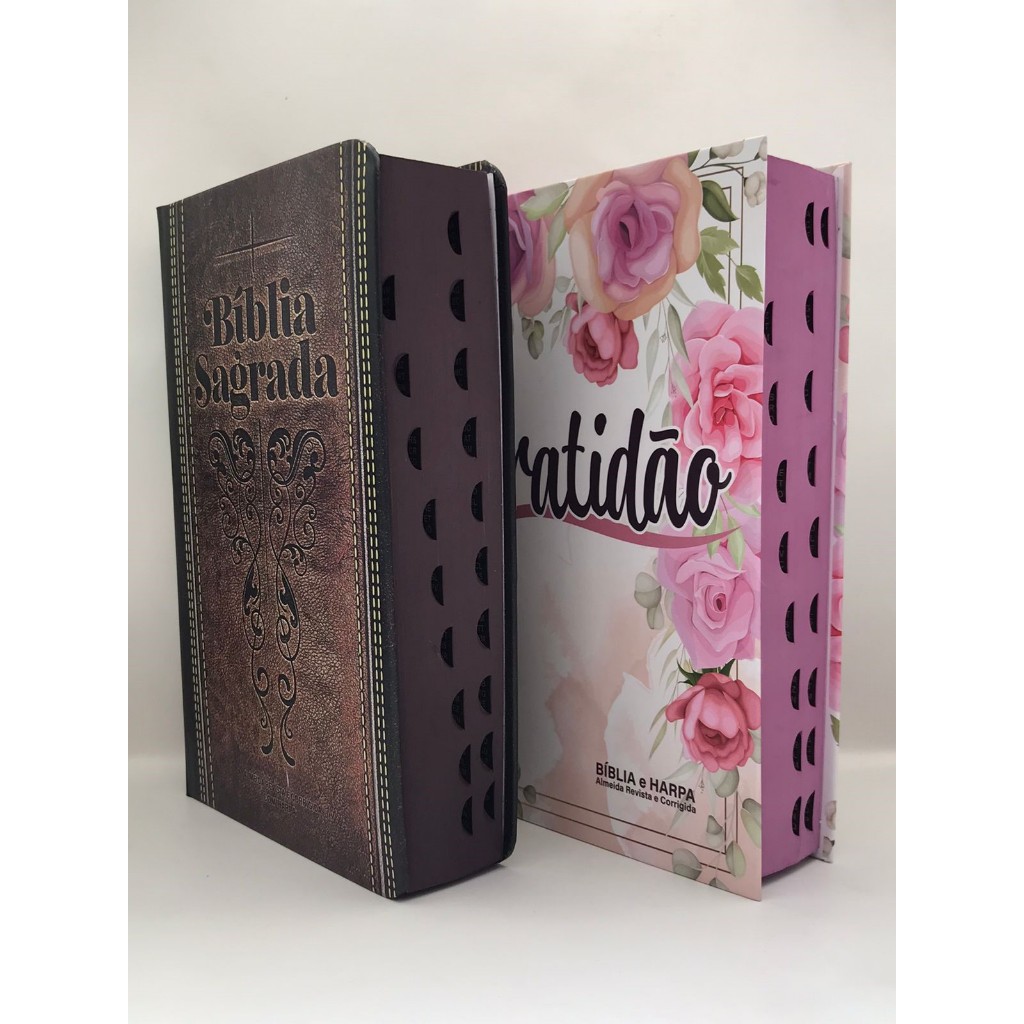 Kit 2 Bíblias  Sagrada Tamanho Grande Capa Dura Com Harpa Palavras de Jesus em Vermelho em Oferta na Shopee