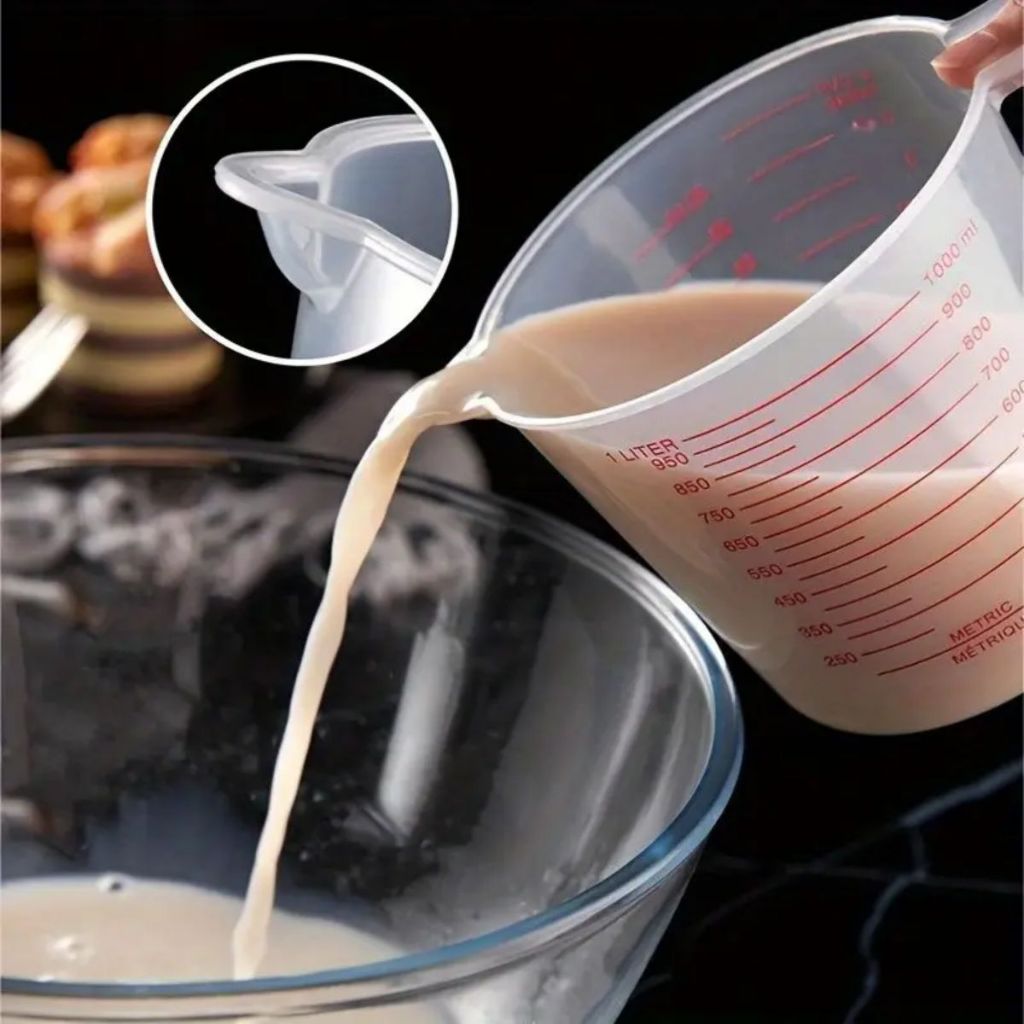 Jarra Medidora Graduada 1 Litro Cozinha Colher Copo Medidor Grande Plástico Jarra Confeiteiro Util