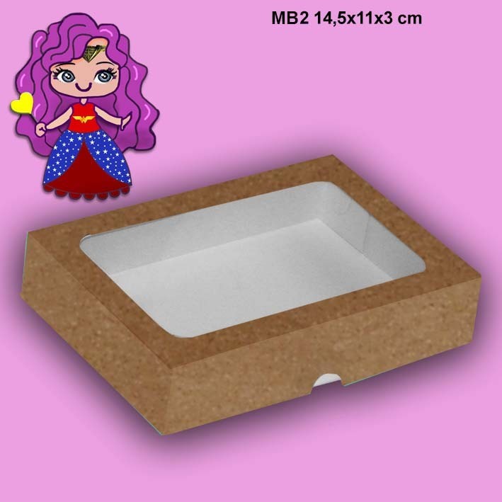 Embalagem MB2 com Visor em papel cartão Branco/Kraft - 14,5x11x03 cm- Pacotes com 10 unidades em Oferta na Shopee
