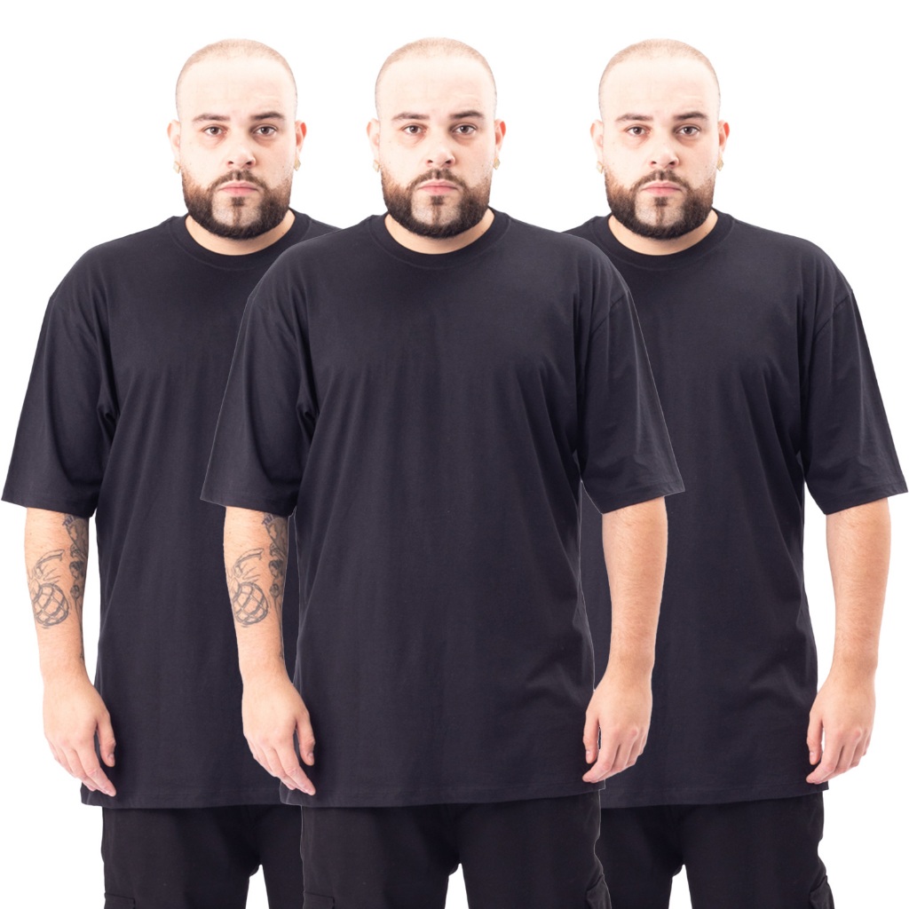 Kit 3 Camisetas Basic Streetwear Plus Size - Men Clothes