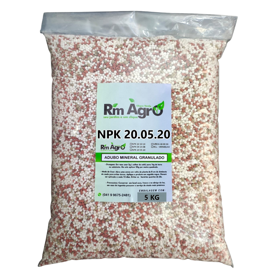 5 K - Adubo Fertilizante NPK 20 05 20 - Plantas, Flores, Rosas Deserto, Samambaia