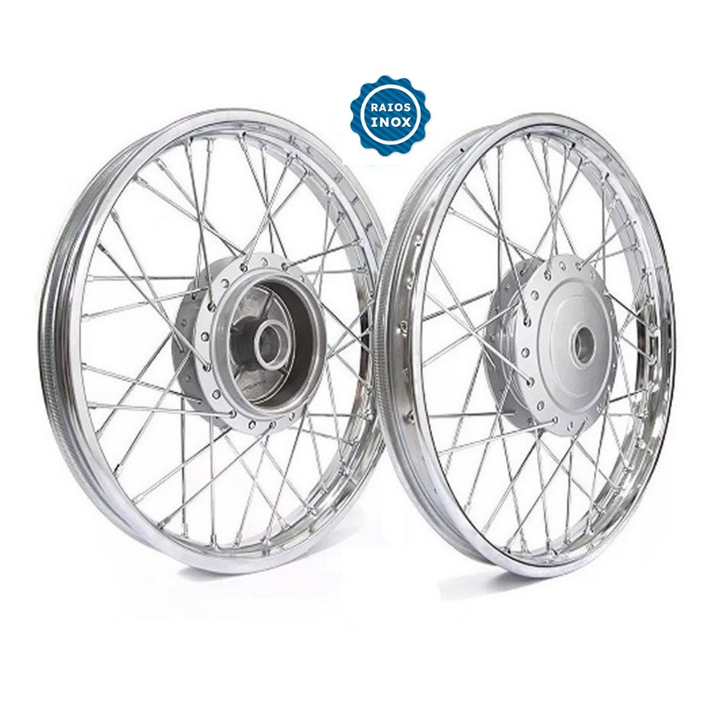 Par Aro Roda Dianteira Traseira Raio Aço Inox 3.5mm Honda Cg Titan Fan 150 Start 160 Freio Á Tambor