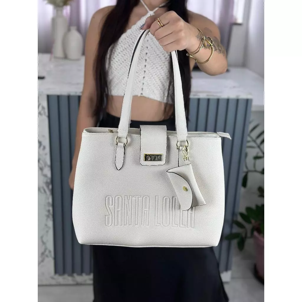 Bolsa feminina sacola grande luxo notebook com brinde porta cartão lançamento
