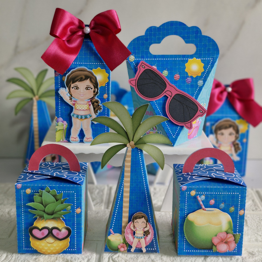 kit festa - 20 Lembrancinhas personalizada pool party - caixinhas personalizada  papelaria personalizada