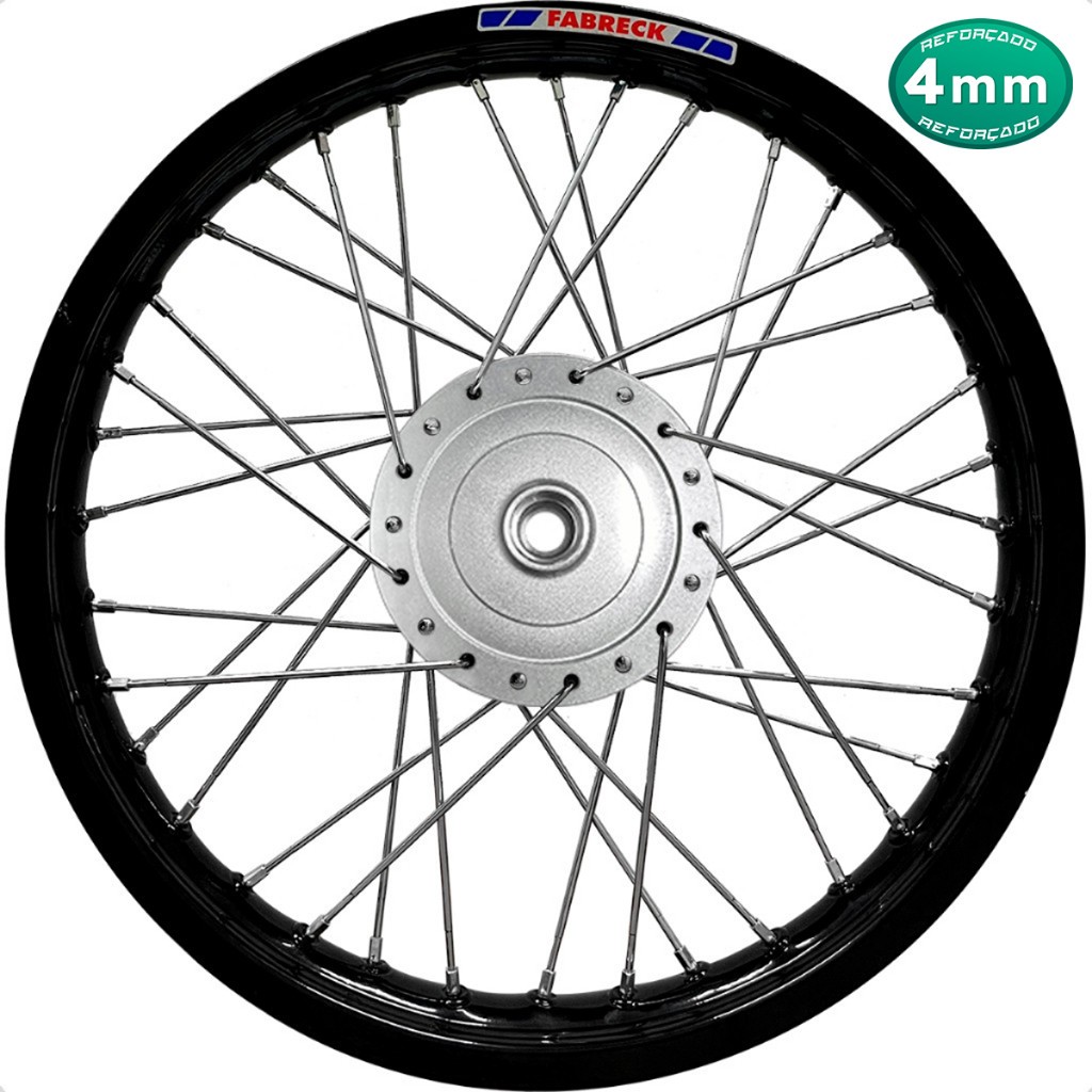 Roda Dianteira Montada Alumínio Preto Raio 4mm Titan 150 Fan 150 Start 160 Alinhada (Só Montar)