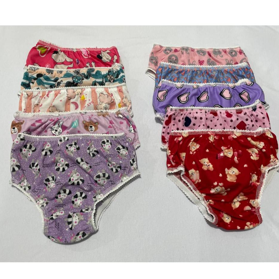 Kit Com 10 Peças Calcinhas Infantil Bebê E Crianças Estampadas e Lisas Forrada Para Desfralde