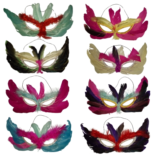 KIT 10 MÁSCARAS CARNAVAL DE PENA FANTASIA BAILE DE MÁSCARAS ADEREÇO PARA FESTAS CASAMENTOS E FESTAS