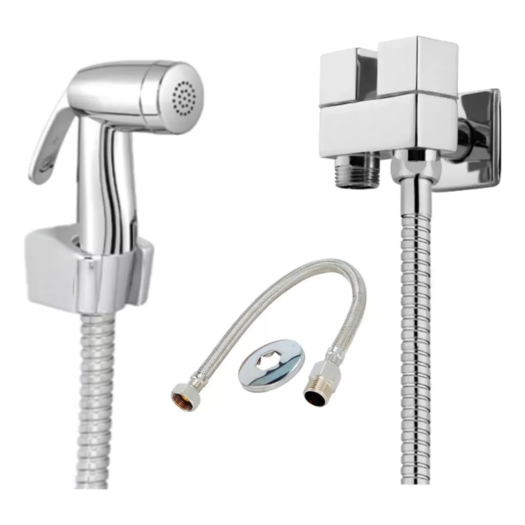 Ducha Higiênica Gatilho Com Trava Metal Registro 2 Saídas Para Caixa Acoplada