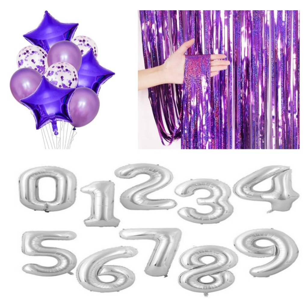 2 Buques 9 Peças Balões + 2 Números 70cm + 2 Cortinas 1x2m em Oferta na Shopee