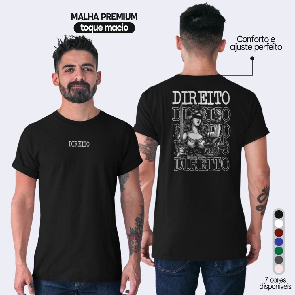 Camiseta Direito Camisa Curso Direito Algodão Premium Varias Cores Pronta Entrega
