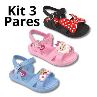 Kit de 3 Pares de Sandalias de fivela Infantis para Menina.Conforto e Estilo.Drika Calçados em Oferta na Shopee