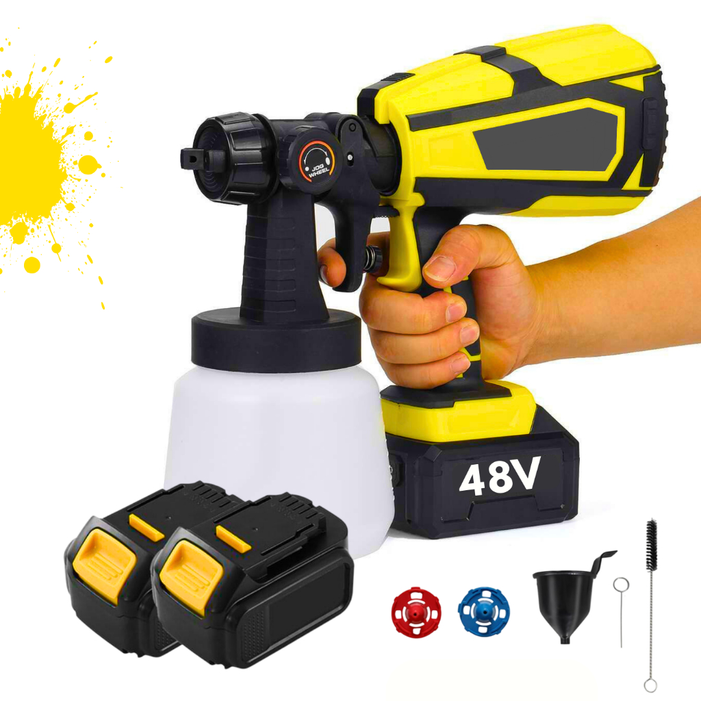 Pistola de Pintura Pulverizador de Tinta 2 Baterias 48v Spray Portátil Elétrico