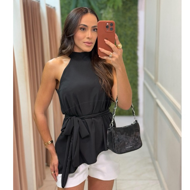 Bata Tendência Estilo Amarração / Blusa Estilo Bata Assimétrica
