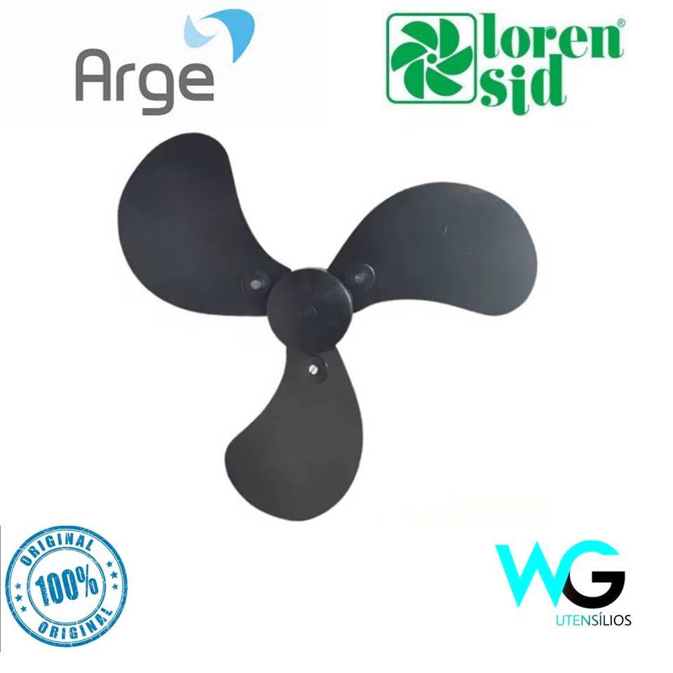 Hélice Ventilador Arge Max 60cm 3 Pás Eixo De 10mm Preto C/ Miolo