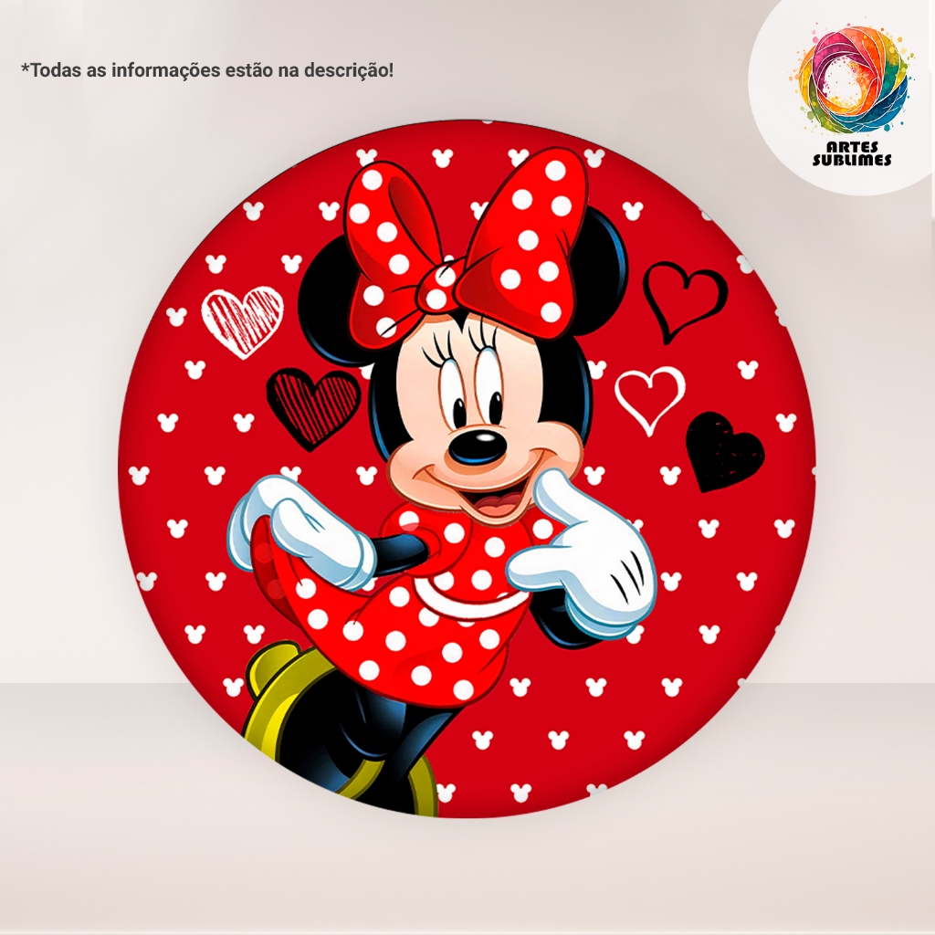 Painel Redondo Minnie Diversos C/Elástico-R4 em Oferta na Shopee
