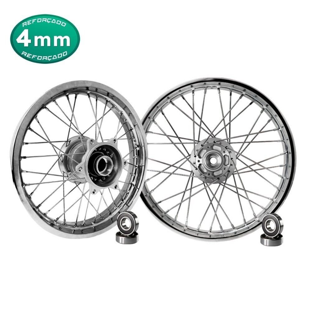 Jogo Roda Aro Raiada 4mm Bros 125 / 150 / 160 Freio Á Disco
