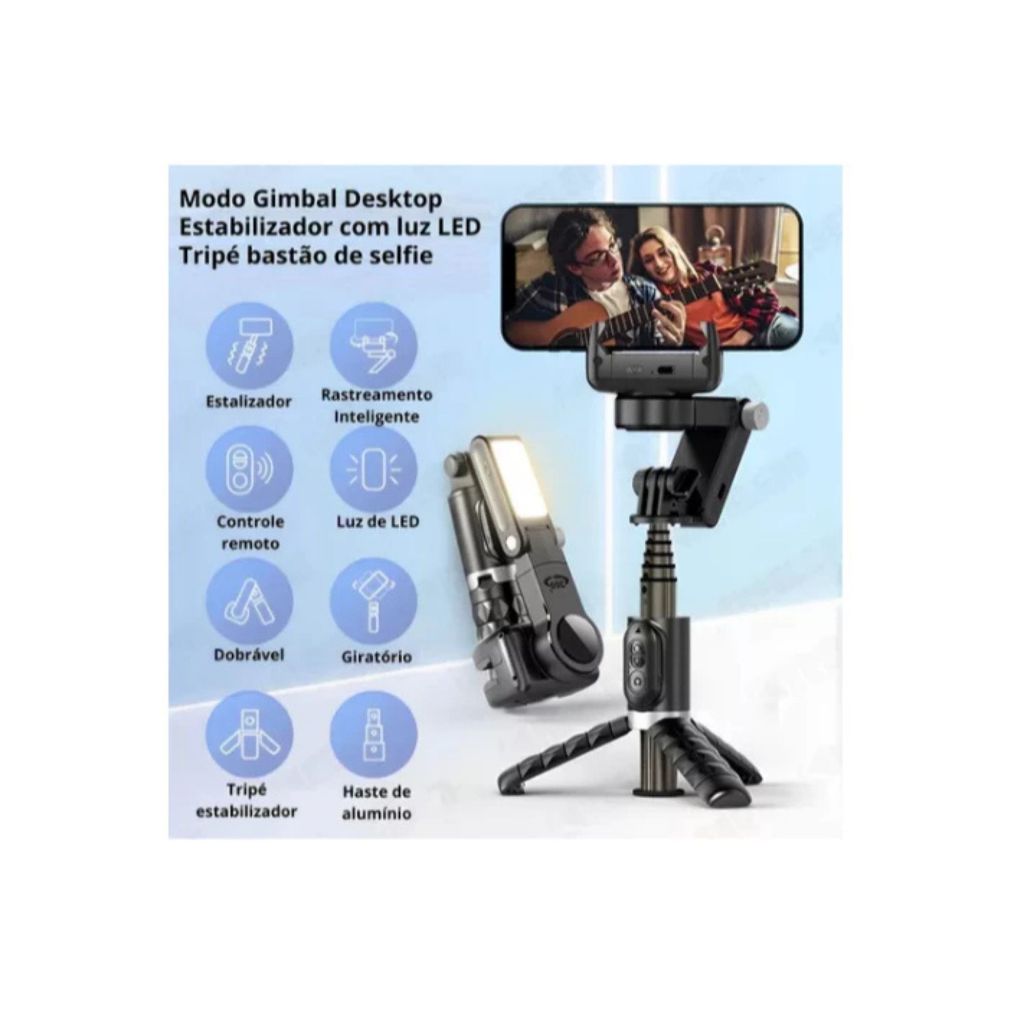Estabilizador Smartphone Celular Gimbal Bluetooth Tripé Fotos Vídeos Remoto Equilíbrio Estável Q18