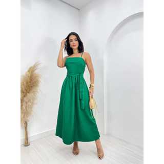 vestido midi feminino elegante alfateria strech em Oferta na Shopee