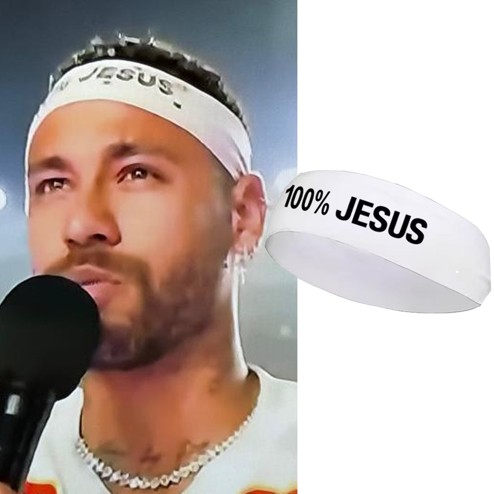 3 FAIXAS FAIXA DE CABELO 100 % JESUS ESTILO NEYMAR COR BRANCA MENINO NEY TAMANHO 5X22CM