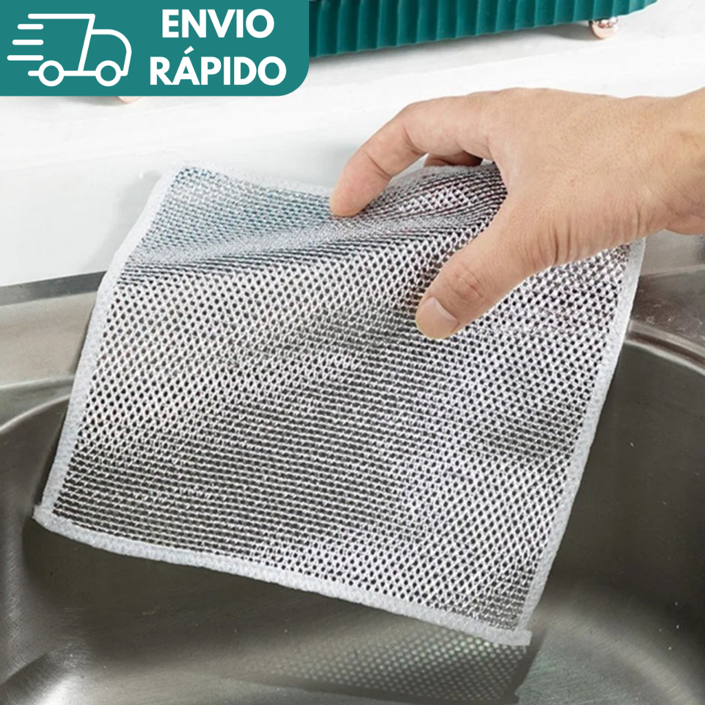 KIT 12 Panos De Limpeza De Arame Metálico Malha Não Oleosa Fogão De Cozinha Prato e Panela...