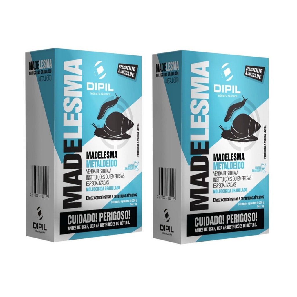 Kit 2 Lesmicida Madelesma Resistente à Umidade Elimina Lesma Caramujo Dipil 1KG em Oferta na Shopee