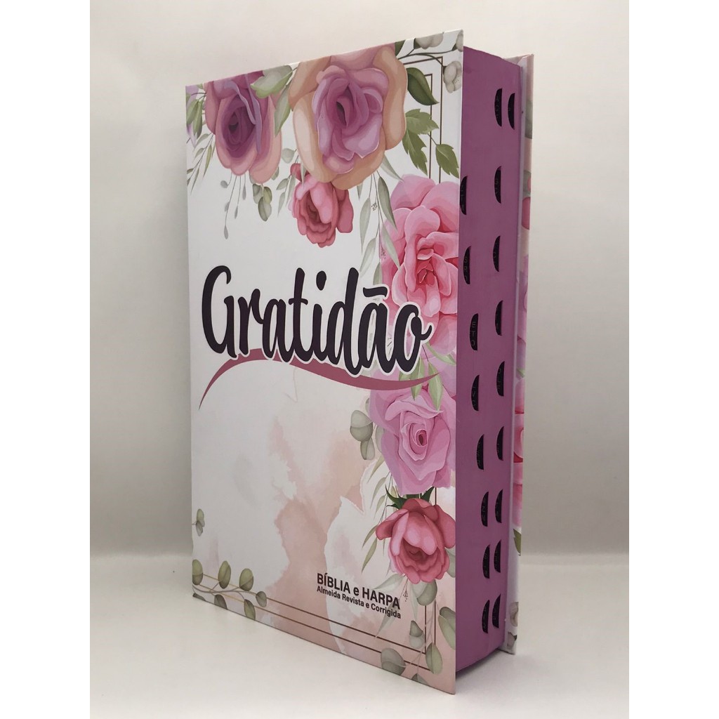 Bíblia Sagrada Tamanho Grande Capa Dura Com Harpa Palavras de Jesus em Vermelho Gratidão Flores Rosa em Oferta na Shopee