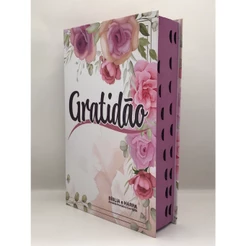 Bíblia Sagrada Tamanho Grande Capa Dura Com Harpa Palavras de Jesus em Vermelho Gratidão Flores Rosa