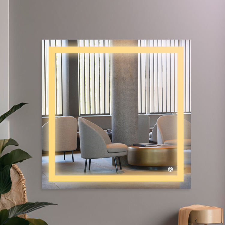 Espelho Quadrado Led Grande 70x70Cm Fácil Instalação Sensor Touch