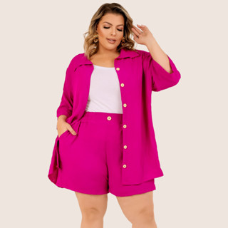 Conjunto Plus Size Kimono Short e Camisa GG ao G4 Estilo Conforto e Elegância em Oferta na Shopee