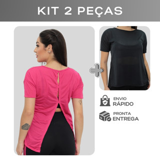 Kit 2 Camisetas Costas Aberta Feminina Academia Esportivo Corrida Yoga Fitness em Oferta na Shopee