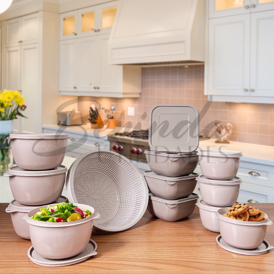 Kit Jogo De Potes 13 Peças/Escorredor de Arroz Macarrão Alimentos em Oferta na Shopee