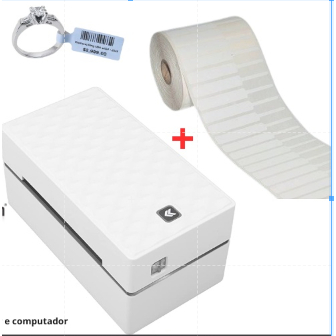1 Impressora Térmica USB + 1 Rolo De Etiqueta 95x12 Para Joias
