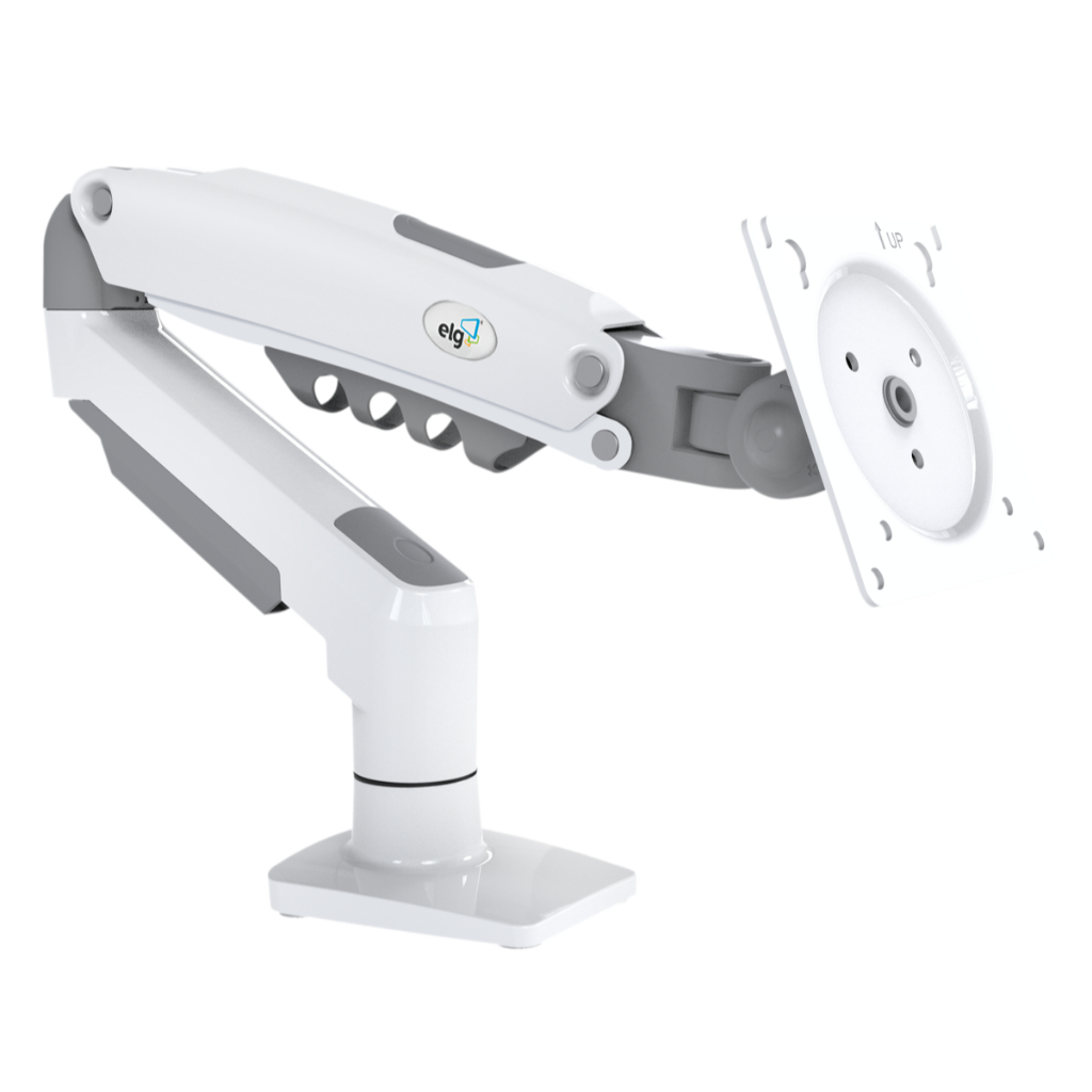 Suporte Ergonômico de Mesa, Monitor 17" a 35", Pistão a Gás, Giro 360°, até 9kg, Branco, F80W, ELG em Oferta na Shopee