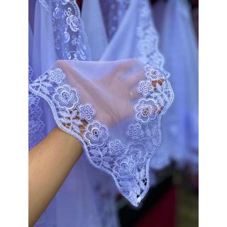 Véu CCB Congregação Algodão Rosas Flores Flor Floral Bico Redondo Renda Guipir Adulto Mod-054 em Oferta na Shopee