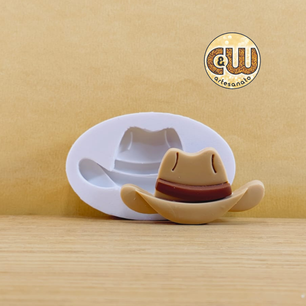 Molde Silicone Chapéu de Cowboy / Vaqueiro / Fazenda  - Decoração, Confeitaria e Artesanato – Biscuit - Festa em Oferta na Shopee