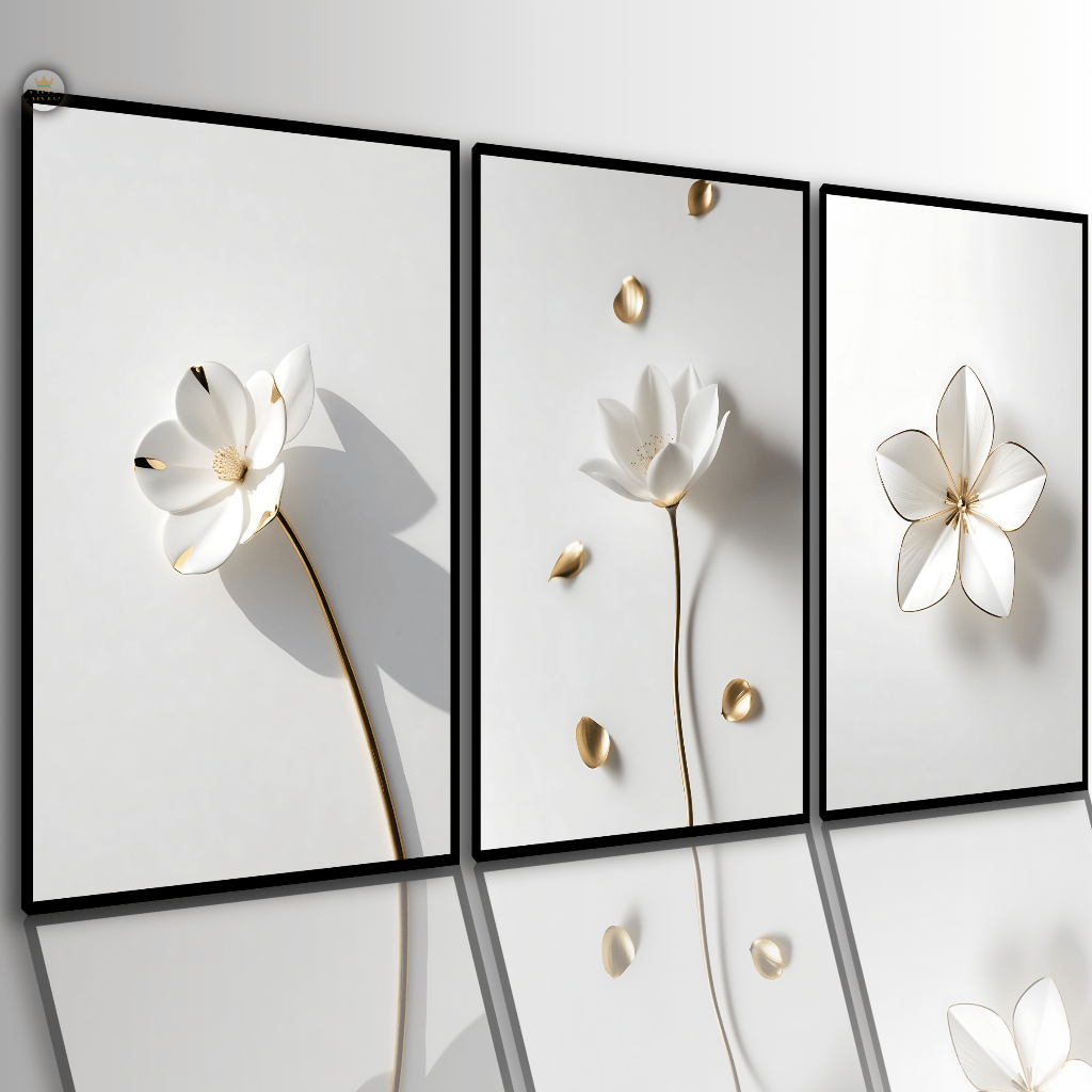 Quadros Decorativos Flor Branca Minimalista Moderna Sala Quarto