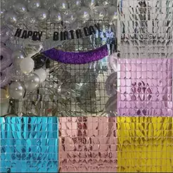 Kit 3/5/6 Cortina QUADRADA Metalizada Festa 1mx2m painel decoração para Festa/Casamento/Dia Das Mães E Dia Namorado