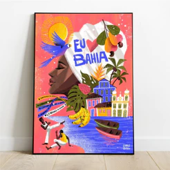 Placa/Quadro Decorativo Eu amo Bahia Material MDF 2mm