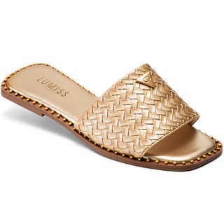 Sandália Feminina Rasteira Lumiss Bico Quadrado Confortável Juta Dourado em Oferta na Shopee