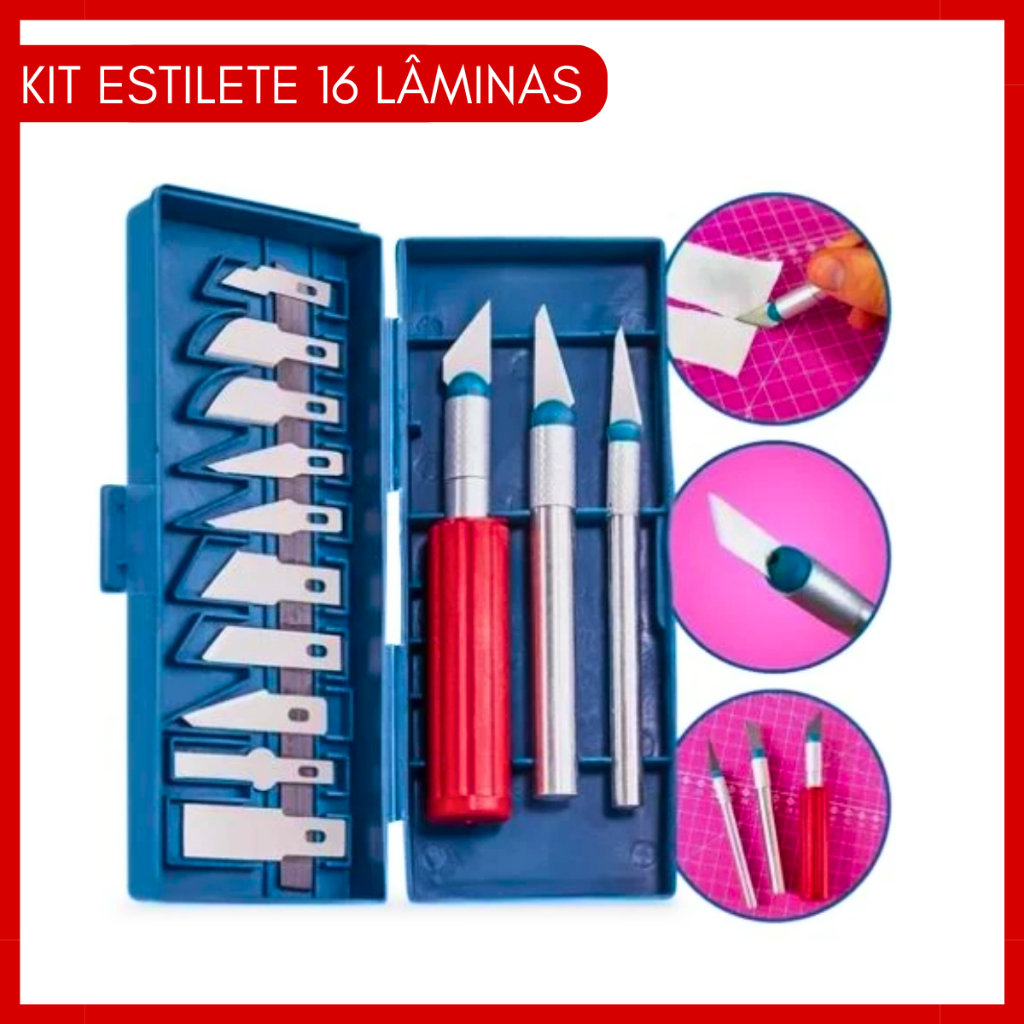 Kit Estilete Precisão P/ Patchwork Scrapbook Artesanato 16pç