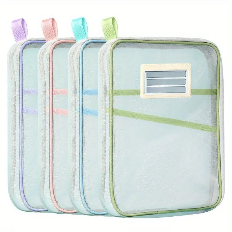 Pasta Arquivo Transparente Com Zíper E Divisórias De Malha Nylon Boa Capacidade Portátil