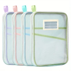 Pasta Arquivo Transparente Com Zíper E Divisórias De Malha Nylon Boa Capacidade Portátil