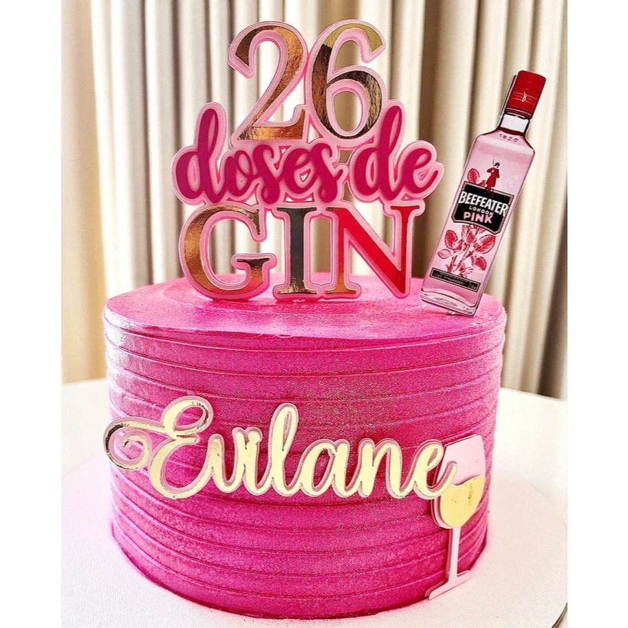 Topo de bolo Gin - Topper Gin - Topo de bolo Drink em Oferta na Shopee