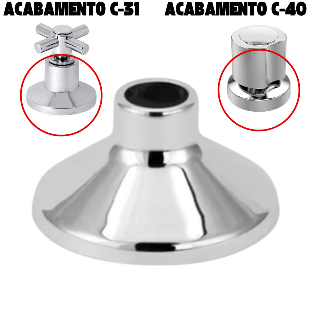 Canopla Para Acabamentos Abs Cromado Redonda 1509 1.1/2  C-31, C-40, C-50 Registros em geral