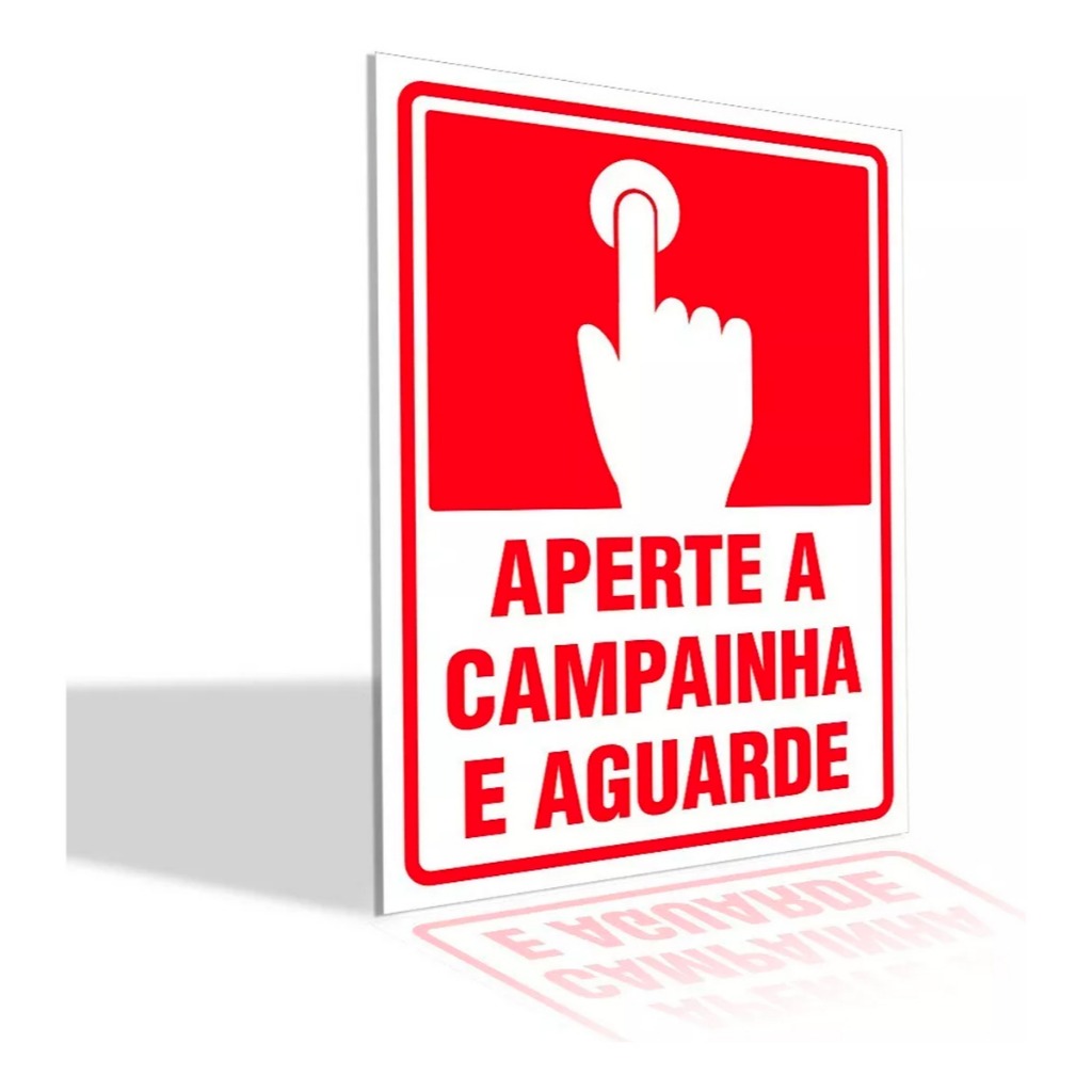 Placa Aperte A Campainha E Aguarde Casa Sinalização 1mm em Oferta na Shopee