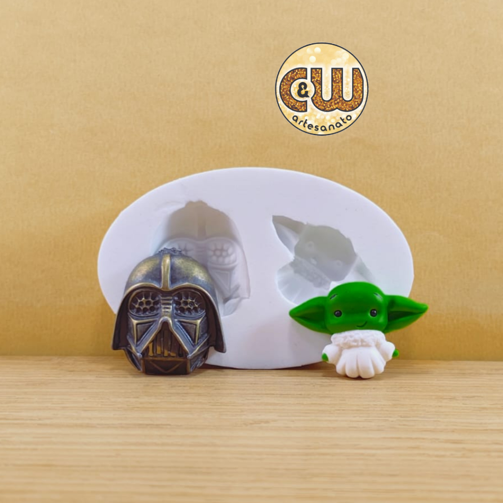 Molde Silicone Star Wars - Darth Vader e Yoda  - Decoração, Confeitaria e Artesanato – Biscuit - Festa em Oferta na Shopee