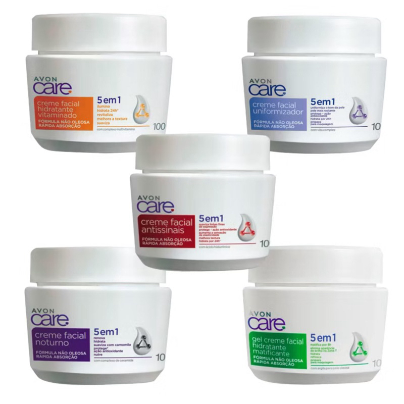 Creme Facial Avon Care - 100g: Antissinais, Noturno, Matificante, Vitaminado ou Uniformizador