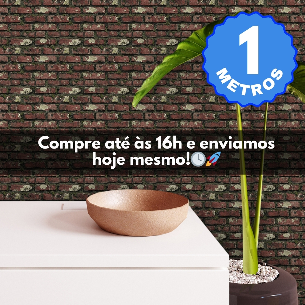 Papel de Parede Adesivo Auto Colante Lavável Tijolinho Brick Velho Industrial de 1 Metro x 40 CM