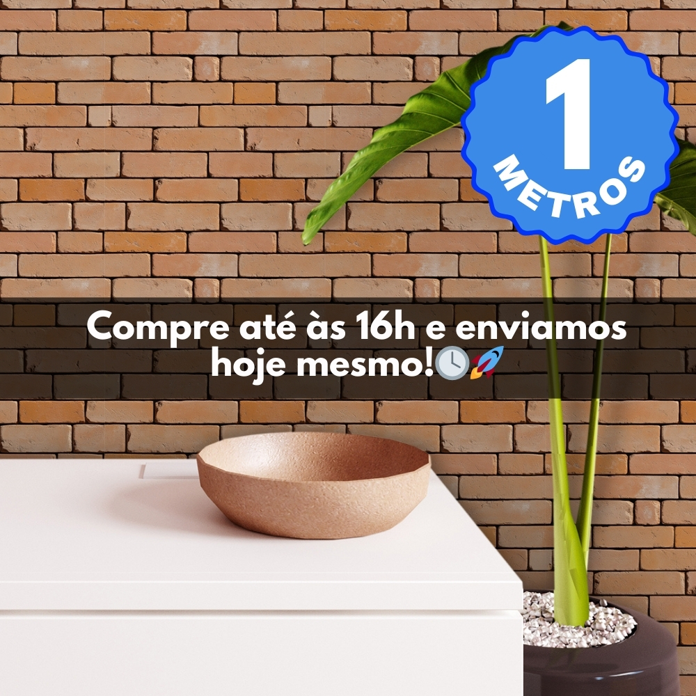 Papel de Parede Adesivo Auto Colante Lavável Tijolinho Tijolo Estilo Fazenda Rolo de 1 Metro x 40 CM