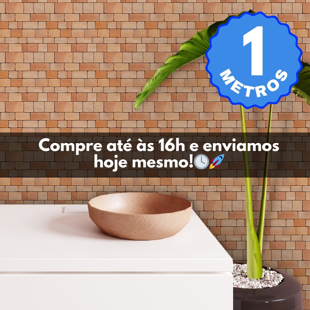 Papel de Parede Adesivo Auto Colante Lavável Tijolinho Brick Tijolo Café Rolo de 1 Metro x 40 CM